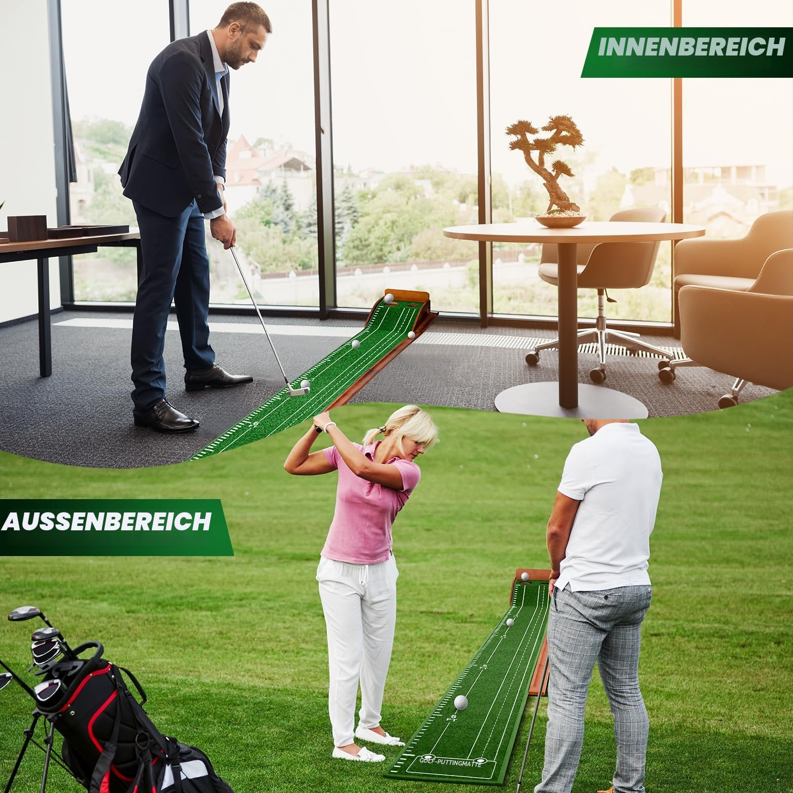 Putting Matte, Minigolf für Zuhause, Golf Putting Matte, Putting Green Indoor, Minigolf, Golfmatte, Indoor Golf