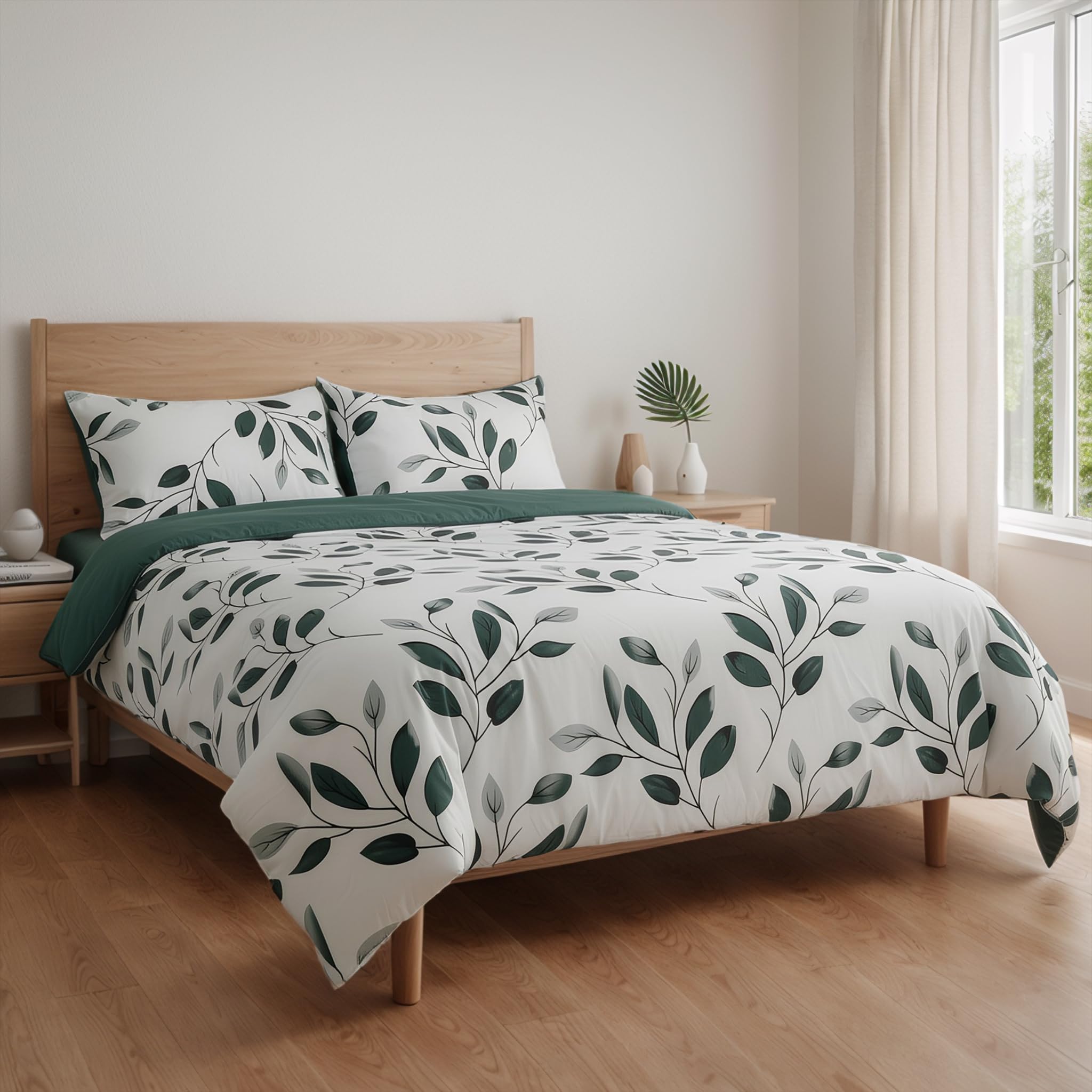 Etrexonline Juego de Funda Nórdica 3 Piezas Cama 135 Microfibra Extra Suave Transpirable - 1 Funda Edredón 220x220 cm y 2 Fundas de Almohada 50x70 cm (Eucalipto) — view 37