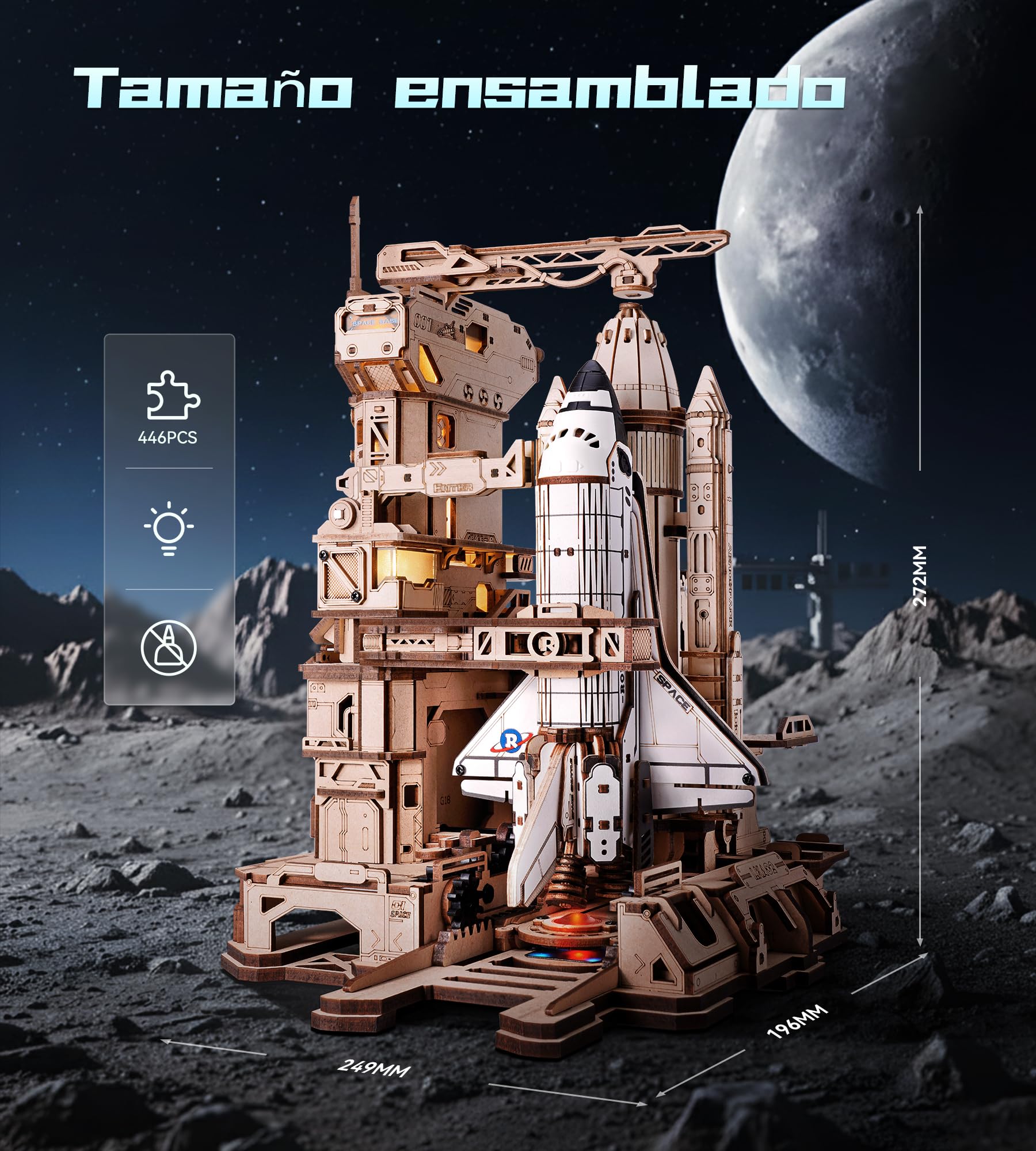 ROKR Puzzle 3D Madera Maquetas para Construir Adultos Transbordador Espacial Regalos de Pascua Space Shuttle LKA02