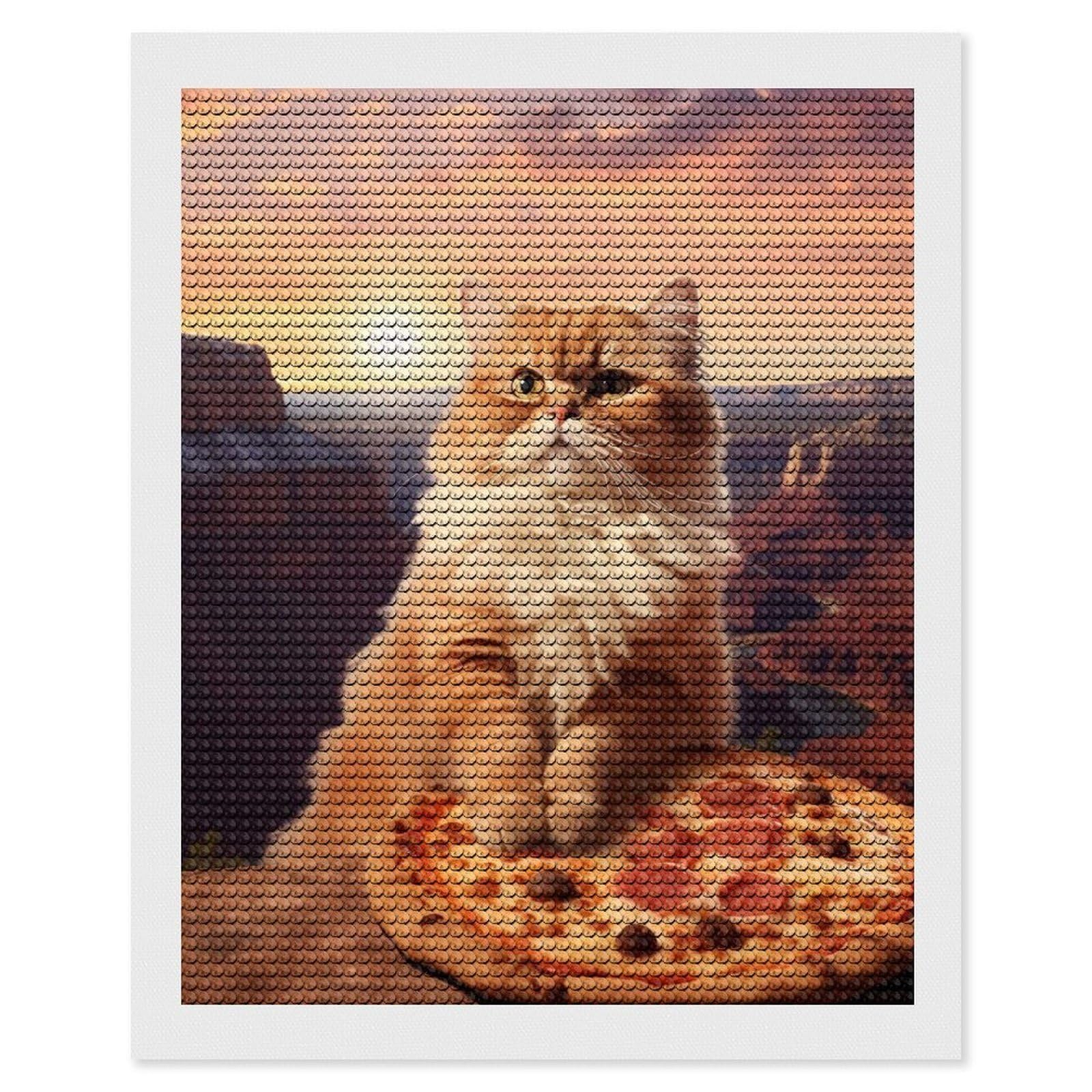 Junmoney Sunset Pizza Break Round Drill Diamond Painting 16"x20", for Women, Relaxing DIY Hobby, Bedroom Decor, Christmas Gift, Adhesive Canvas