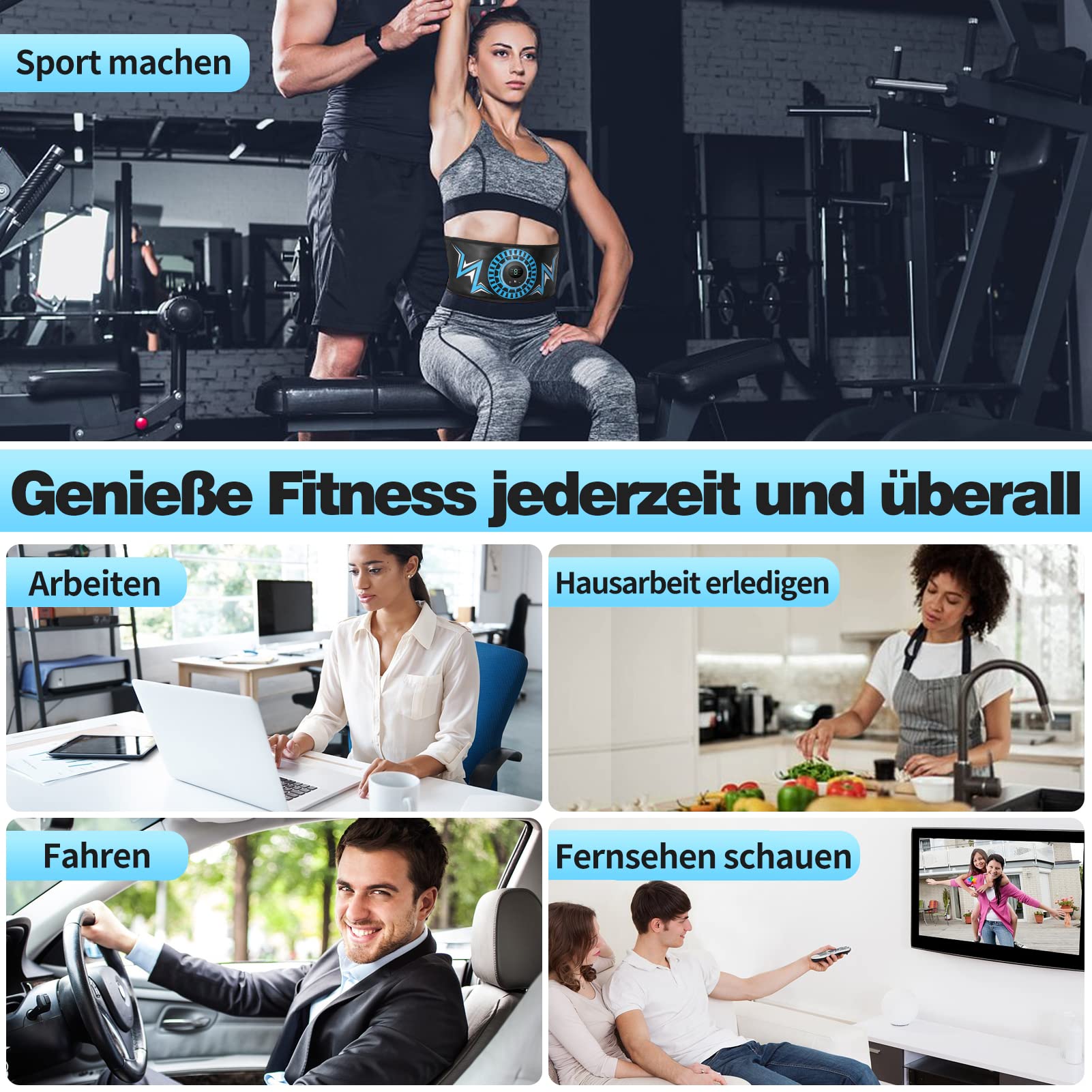 Bauchmuskeltrainer EMS Trainingsgerät - Bauchtrainer,Wissenschaftlich Bestätigt Sicher Effektiv Schnelle EMS-Technologie Bauchtrainer, EMS Bauchmuskeltrainer Mit Zusätzlichem Verlängerungsgurt