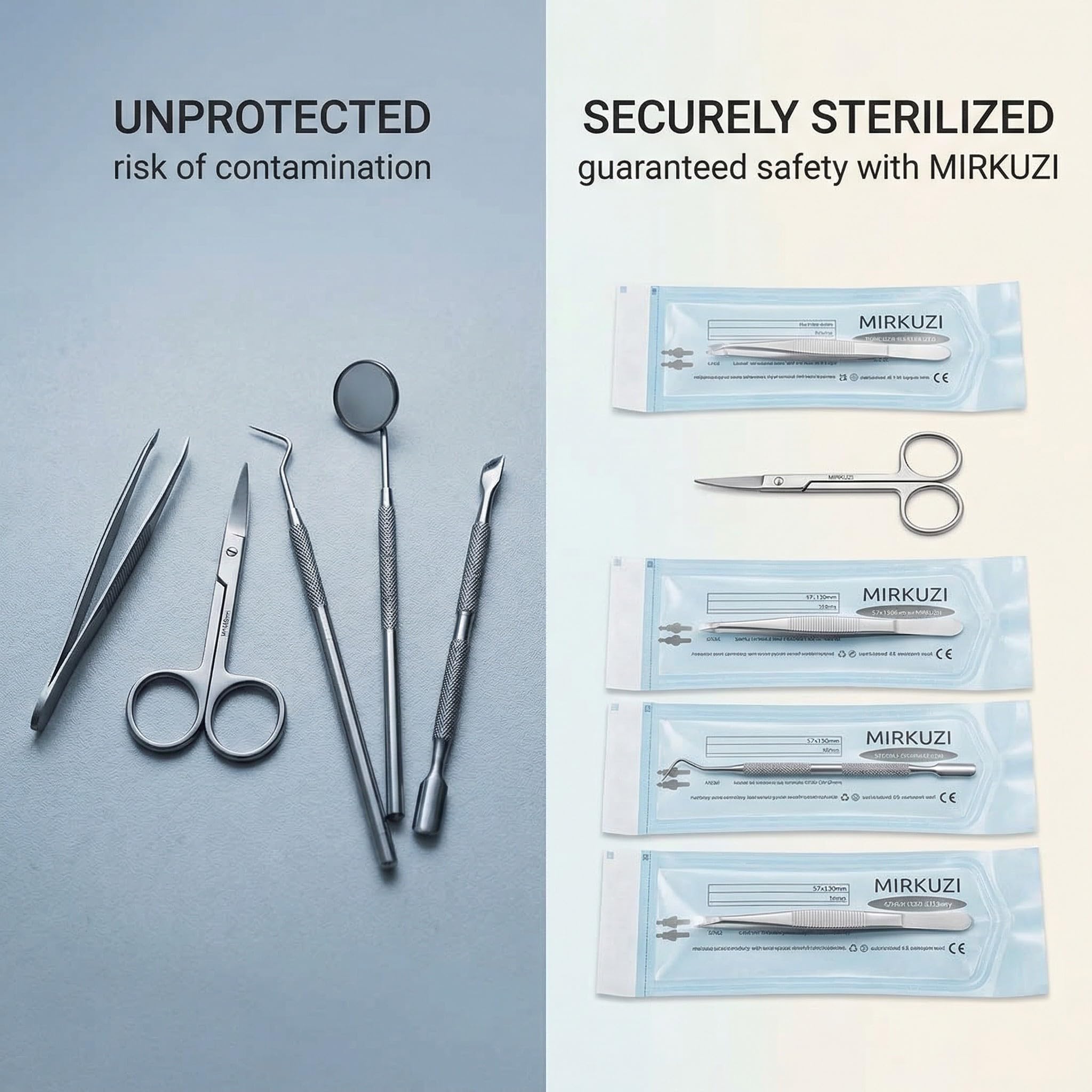 Buste mediche di sterilizzazione 110 Sacchetti sterili in PVC,Sacchetti autosigillanti per la pulizia(57 x 130 mm)