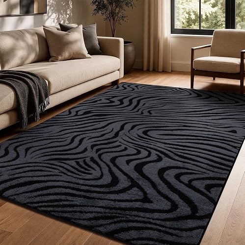 YIHOUSE 5x7 Zebra Area Rug (Black and Grey)
