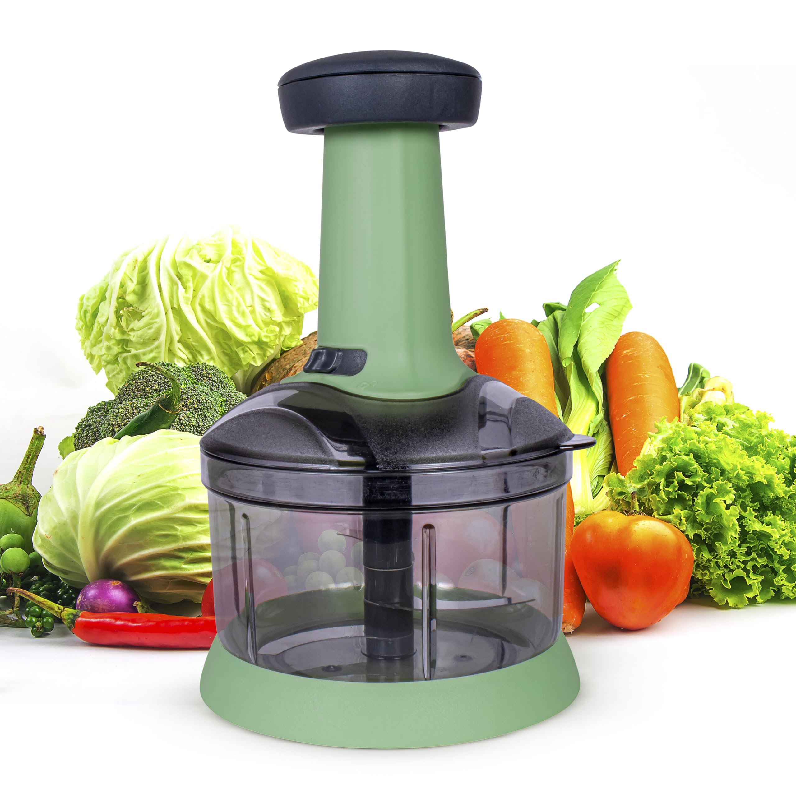 LUMONY® Chopper for Kitchen Use Vegetable Chopper for Kitchen Manual Hand Press Push Chopper with 3 Blades for Effortless Chopping Vegetables & Fruits Chopper Mixer Cutter(Push Chopper, 650 ml)
