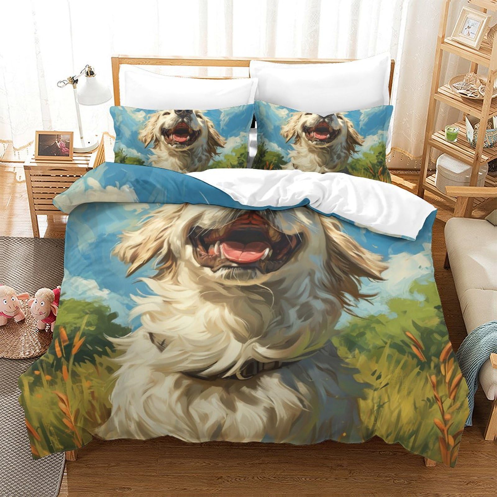 Parure couette Golden Retriever 3D pour la décoration de chambre d'un garçon