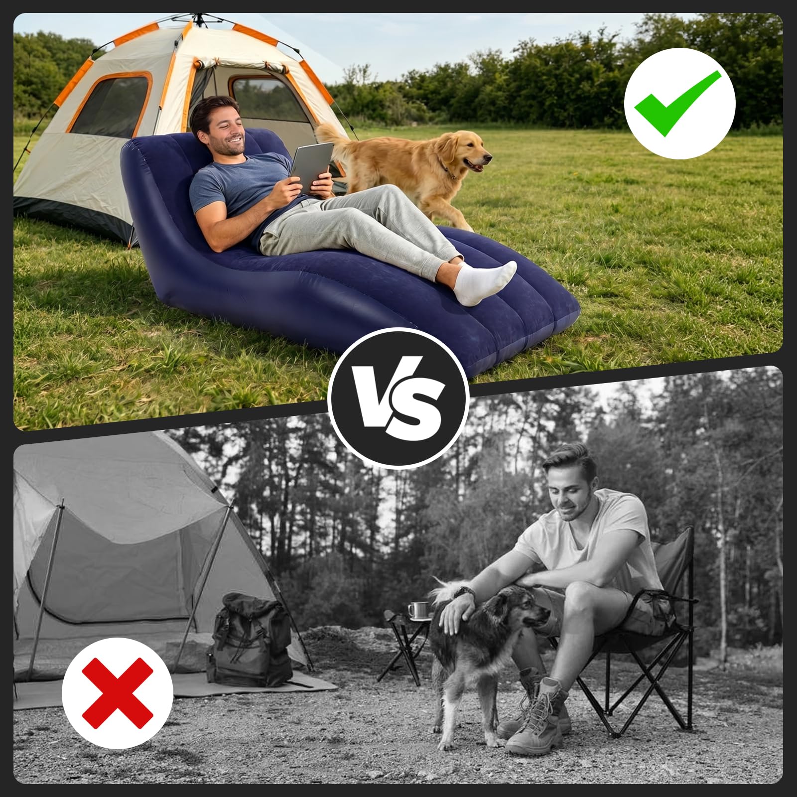 MeYuxg Divano Gonfiabile con Pompa,S Forma Sdraio Gonfiabile con rivestimento in Peluche,Portatile Campeggio Lettino Gonfiabile per Interni, Esterni, Casa, Viaggi e Feste in Spiaggia(Blu)