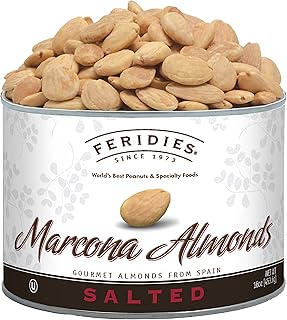 FERIDIES Salted Spanish Marcona Almonds, Premium Roasted Almonds with SEA Salt, 16 Oz Resealable CAN