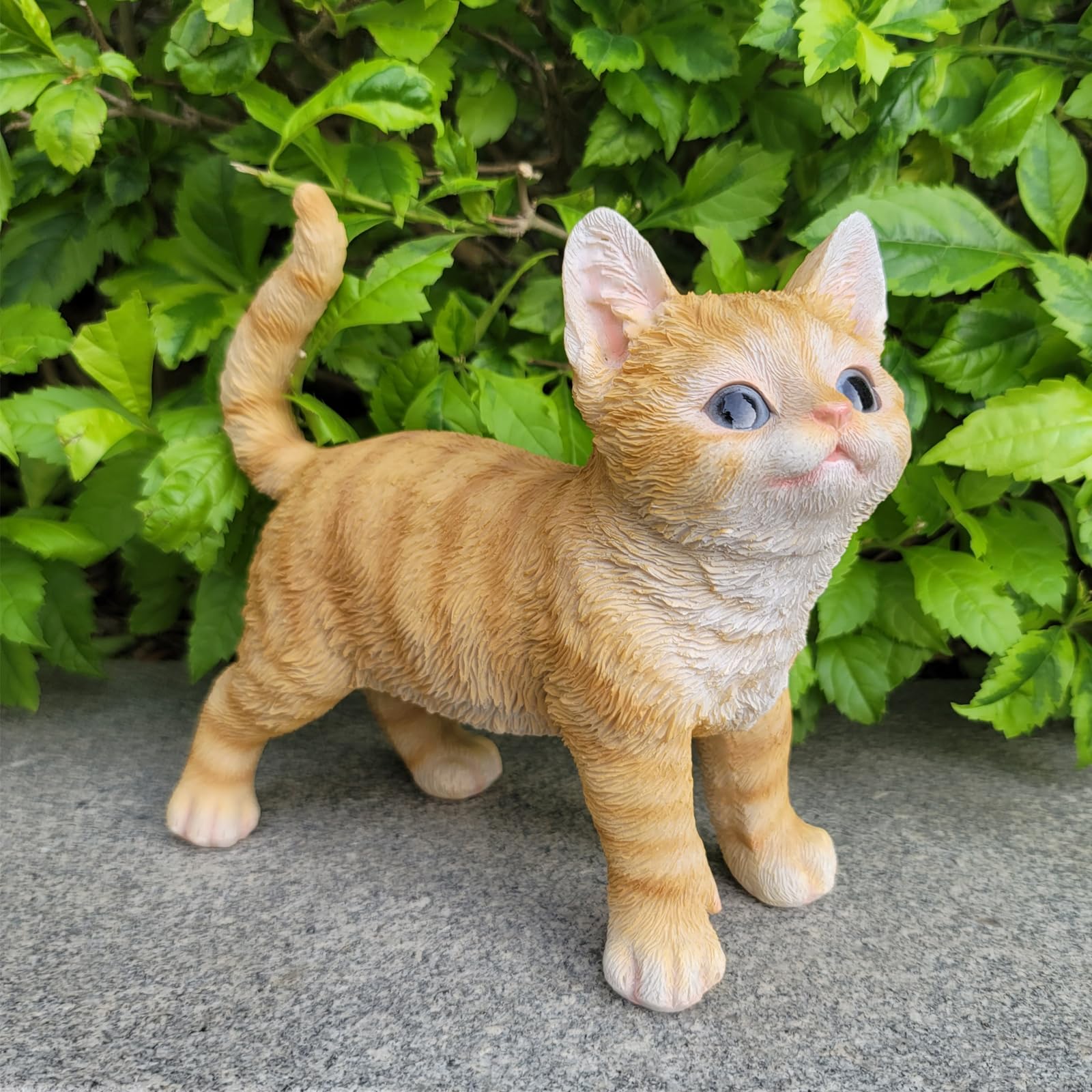 CYnice Garden Cat Statue,Realistic Resin Cute Cat Statues for Fairy Garden Yard Patio Lawn Decor,Housewarming Gifts-Orange