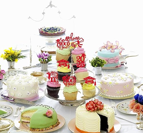 Miniatura 413 de Paquete de 24 adornos dorados para cupcakes de graduación 2025 con purpurina So Proud of You Done Diploma Graduation Cap Cupcake Picks Class of 2025