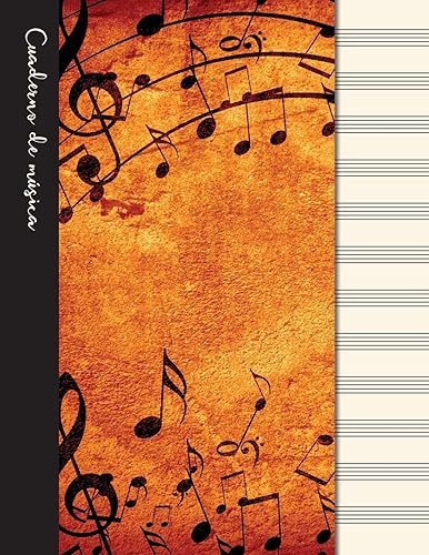 Cuaderno de música: Cuaderno de pentagramas - Cubierta marrón (Cuadernos de música)