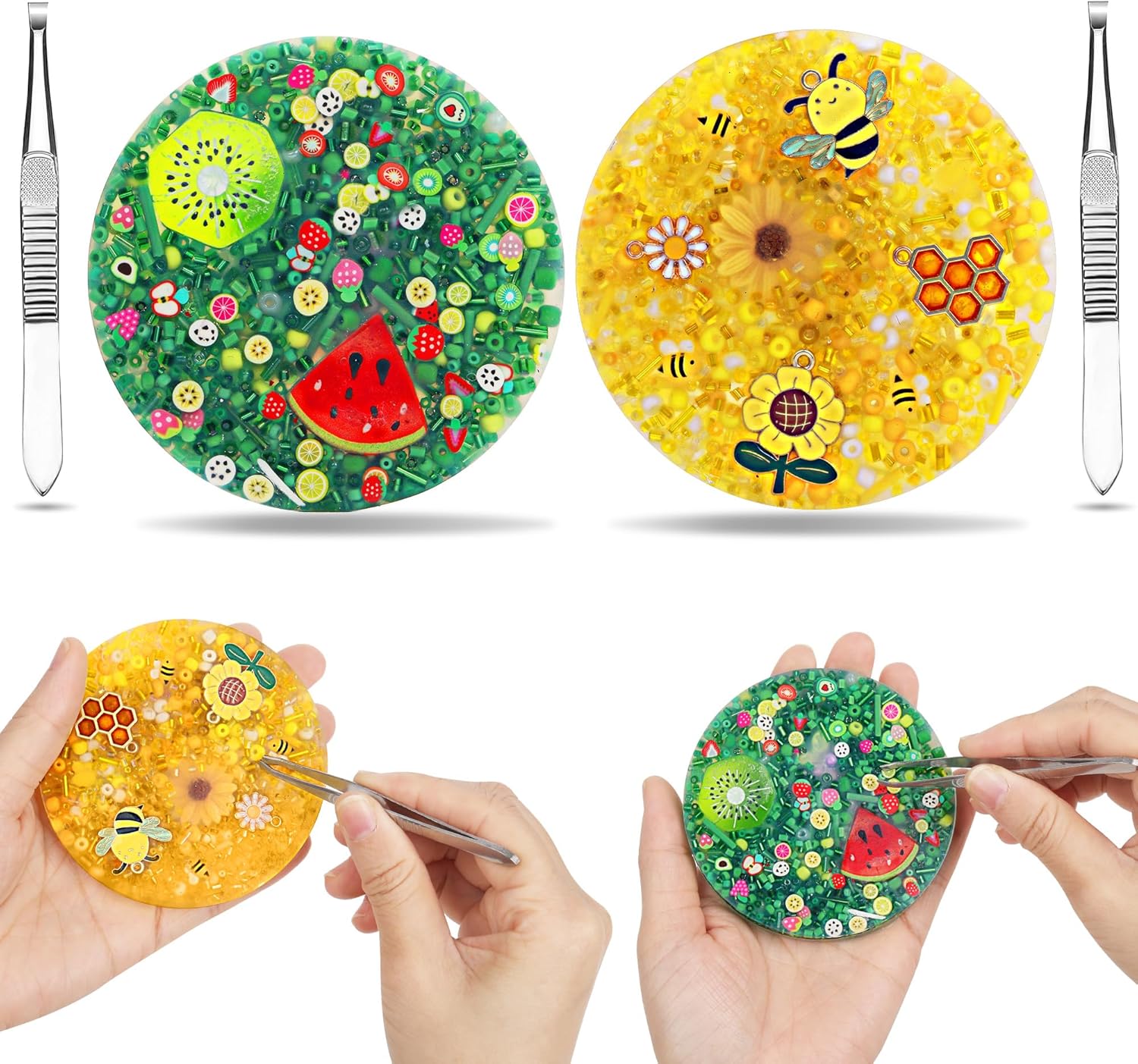 2 Pack Skin Picking Fidget Toys,Silicone Picking Pad with Tweezer, Hair Pulling Fidget Toys for Adults Stress Relief, Anxiety, Calm and Focus,with Anxiety, ADHD(Yellow)