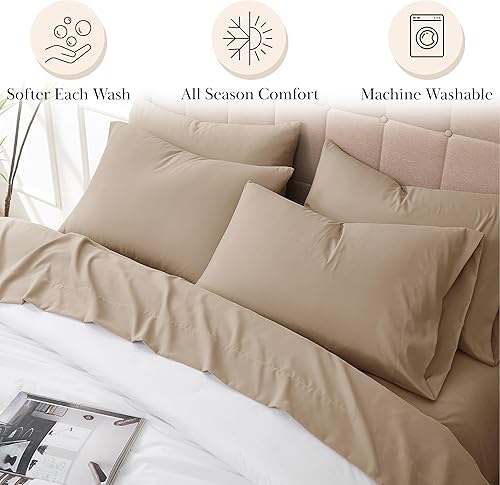 Miniatura 6 de Southshore Fine Living, Inc. Juego de sábanas King de 21 pulgadas con bolsillo profundo de 6 piezas, sábana bajera elástica, sábana bajera elástica