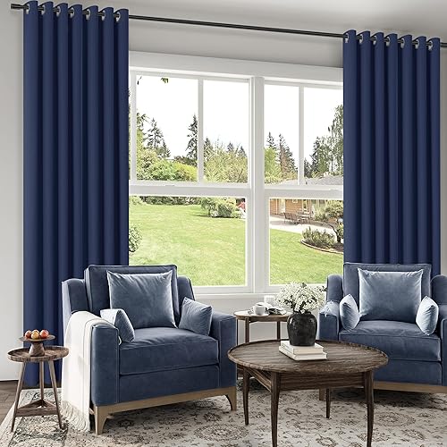 Miniatura 53 de ChrisDowa Cortinas 100% opacas de abedul liso de 96 pulgadas de largo, 2 paneles para dormitorio, sala de estar, oscurecimiento de la habitación de