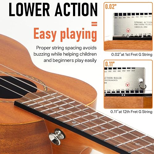 Miniatura 37 de Ukelele Kmise soprano - Ukelele profesional de caoba, Instrumento de 21 pulgadas para principiantes, Kit de iniciación de ukelele hawaiano