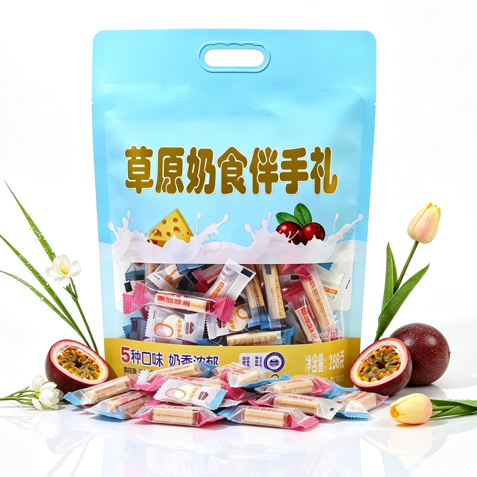 Mezcla de snacks lácteos variados de 5 sabores, 258g