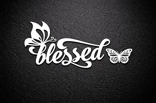 Miniatura 3 de LWL Design - Calcomanía de vinilo troquelada para parachoques de vinilo con diseño de mariposa bendecida, calcomanías laterales de automóvil,