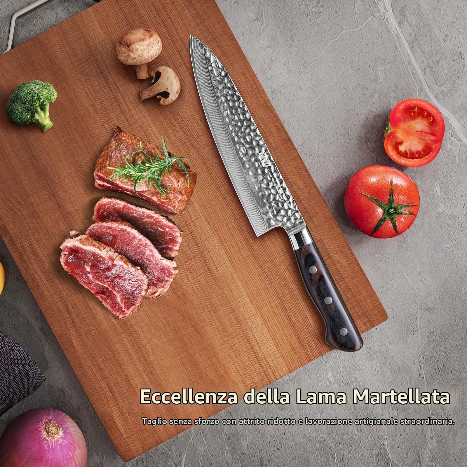 FINDKING Coltello Gyuto Damasco 20 cm, Coltello Chef Serie Raven