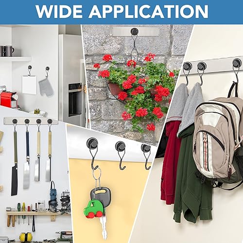 Miniatura 7 de DIYMAG Ganchos magnéticos giratorios negros, ganchos magnéticos de neodimio resistentes y resistentes, ideales para tu refrigerador y otras