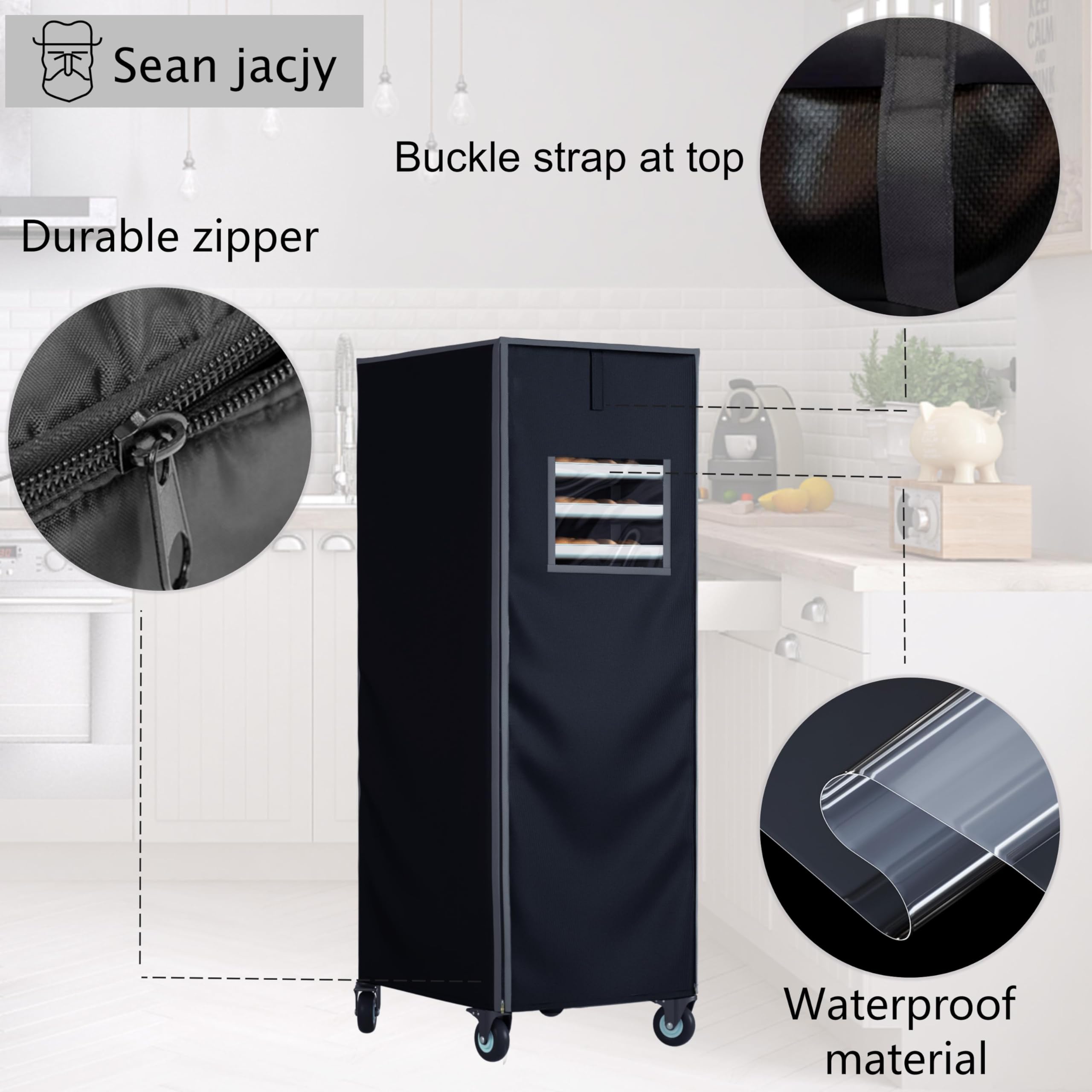 Cubierta para estante de panadería con cremallera, estante de 20 niveles con rejillas de ventilación, cubierta de estante para pan, 23 x 28 x 64 pulgadas, estante de pan de alta densidad, impermeable