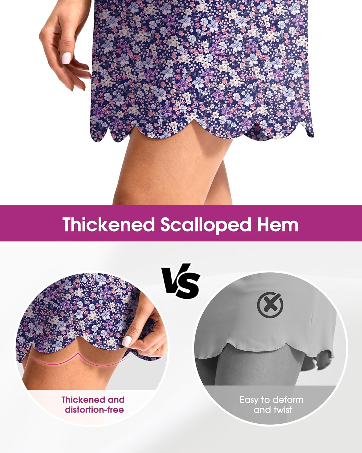 Viodia 18" Skorts for Woman with Scalloped Hem High Waisted Golf Tennis Women Skort Skirts with Pockets Dressy Casual - Image 4