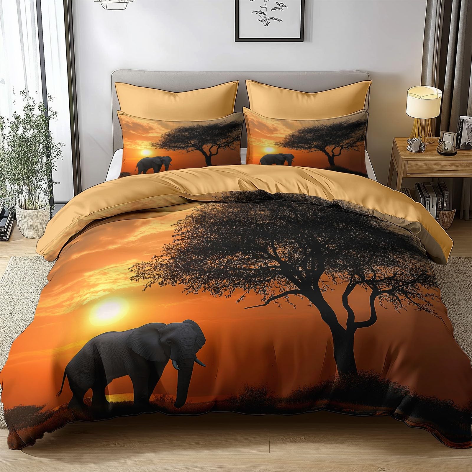 Parure de lit enfant douce housse de couette 220x240 confortable moutarde