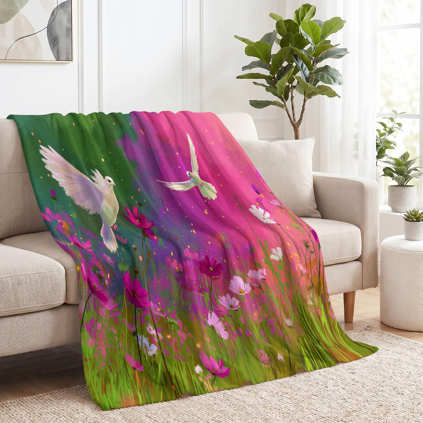 Générique Kosmos Kwiatowy Koc Miękki Ciepły Koc 150 x 200 cm