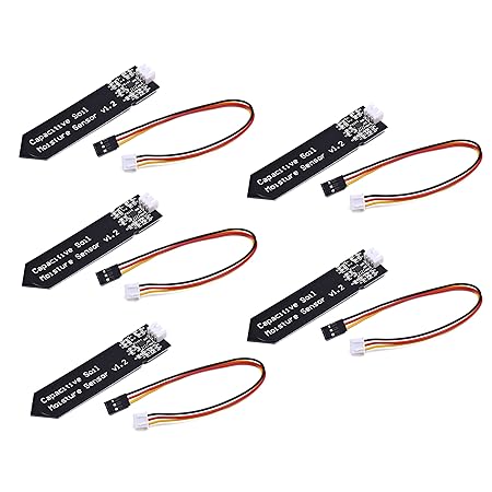 Capacitive Soil Moisture Sensor Corrosion Resistant for Arduino Moisture Detection Garden Watering DIY (Pack of 5PCS)