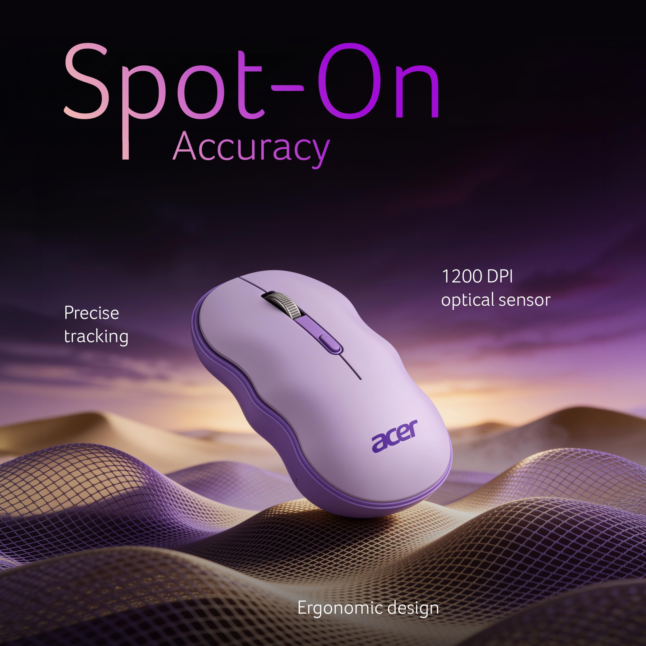 Acer PopGo Wireless Keyboard and Mouse Combo | 2.4GHz Wireless USB Receiver | Retro Round Keycaps Keyboard | 1200 DPI Optical Mouse | Plug & Play | Power Saving Design for PC, Laptop, Desktop | Purple — Amazon image 3