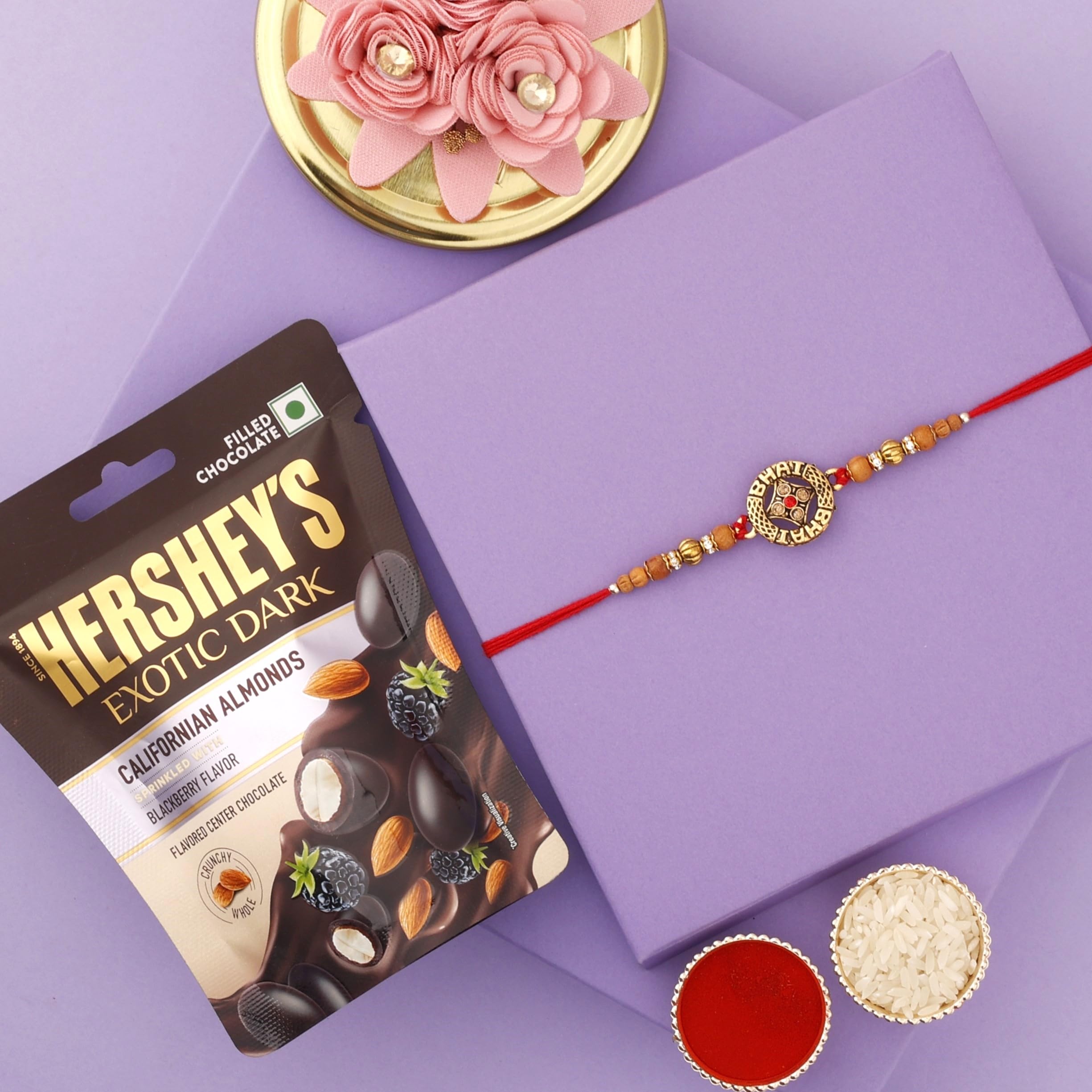 SFU E Com Brother'S Couture Rakhi And Gourmet Californian Almond With Blackberry Chocolates | Rakhi Chocolate Gift For Brother | 36