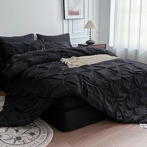 Miniatura 3 de Maple&Stone Juego de edredón tamaño King californiano, juego de 7 piezas, ropa de cama con diseño de pliegues, con edredón, sábanas, fundas de