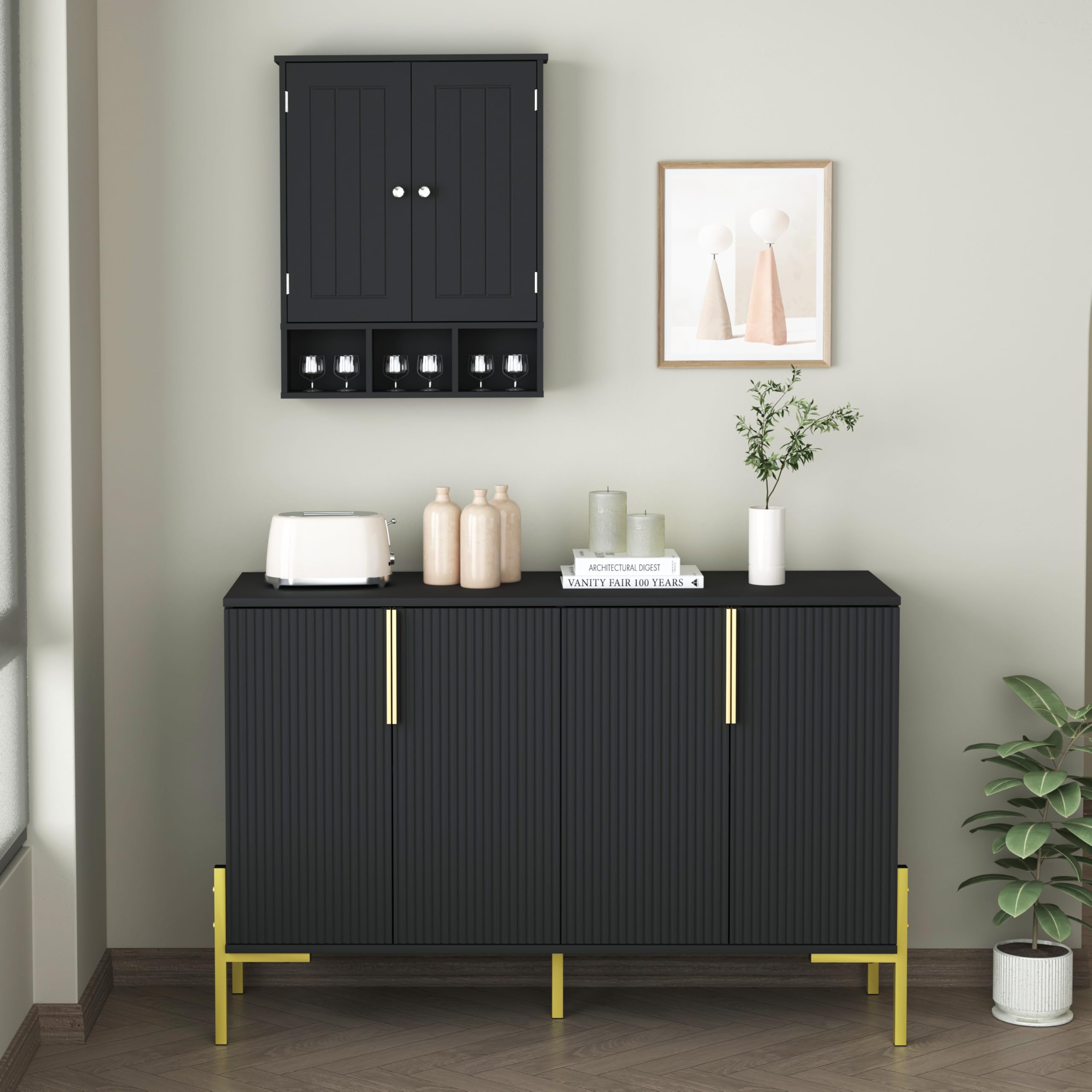 Botiquín de baño de 2 puertas con 3 estantes abiertos, sobre el inodoro, armario de medicina montado en la pared con divisiones ajustables, gabinete de baño para baño, sala de estar, cocina, color