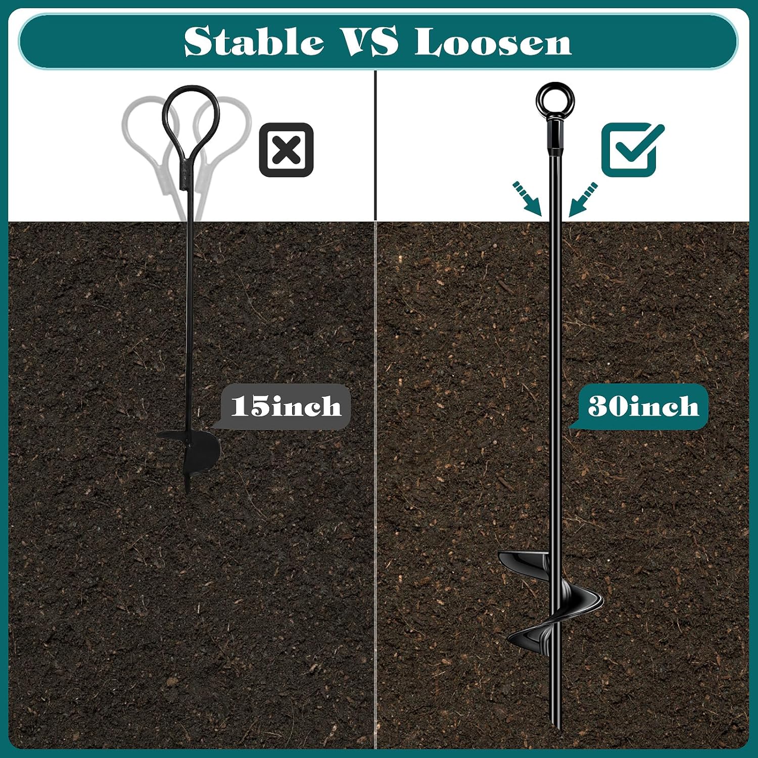 6 Pcs 30 Inch Auger Earth Anchor Shed Anchor Kit Spiral Blade Heavy Duty Shed Anchors Wind Stakes for Trailer, Shelters, Tents, Canopies, Trapping, Swing Sets 6 Pcs 30 Inch Auger Earth Anchor Shed Anchor Kit Spiral Blade Heavy Duty Shed Anchors Wind Stakes for Trailer, Shelters, Tents, Canopies, Trapping, Swing Sets