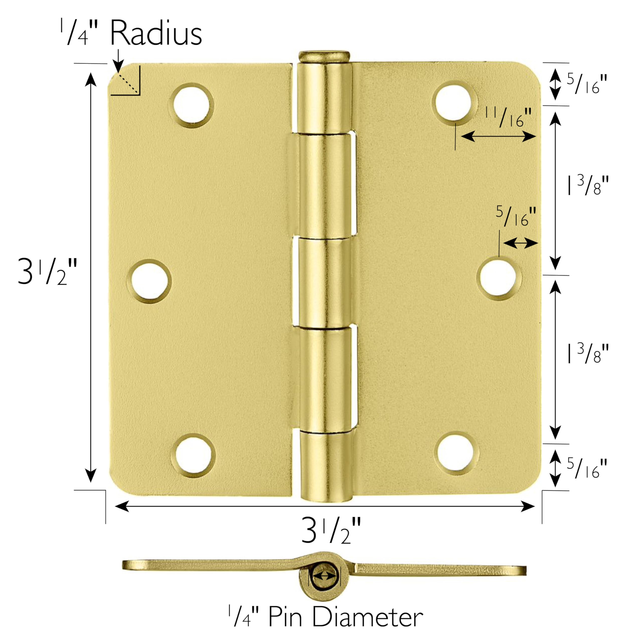 Design House 181339, 3-Pack, Satin Brass, 3.5-inch 1/4-inch Radius Corner Hinge - Image 2