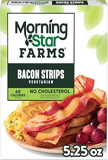 MorningStar Farms Meatless Bacon Strips, Vegetarian Veggie Bacon, 5.25oz - Low-Fat Plant-Based Breakfast