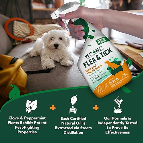 Vista 10 de Vet’s Best Flea and Tick Home Spray – Plant-Based Flea and Tick Treatment for Dogs and Indoor Use – Natural Spray with Essential Oils for Flea