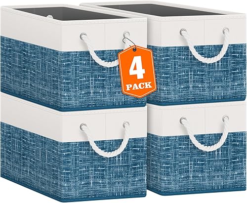 Vista 73 de Fab totes Contenedores de almacenamiento [paquete de 3], cestas de almacenamiento plegables para organizar juguetes, libros, estantes, armario, caja