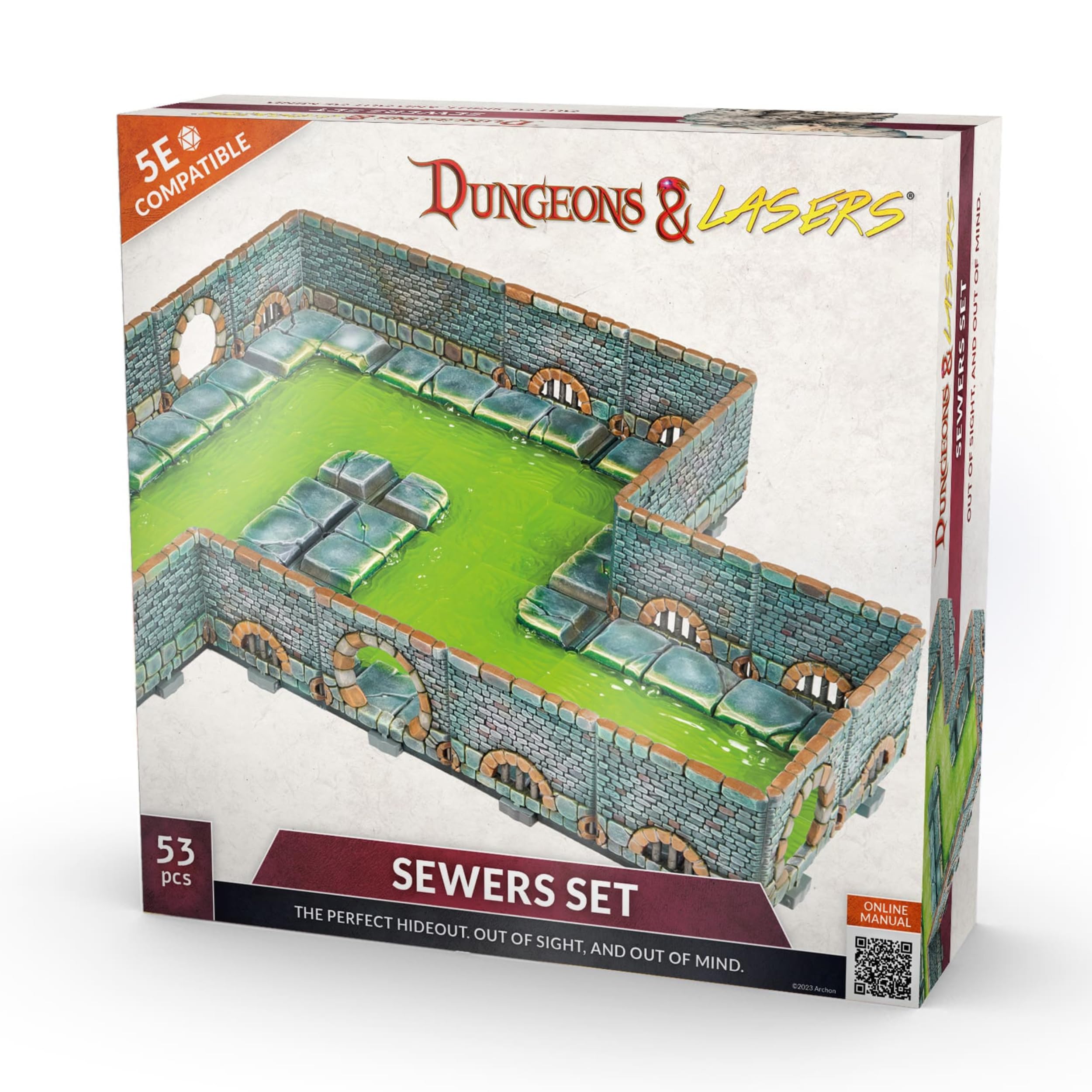Archon Studio Dungeons & Lasers: Sewers Core Set Miniature Terrain – Unpainted Compatible with DND and Other Tabletop RPG Games
