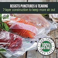 Vista 6 de Bolsas selladoras al vacío para alimentos (6 x 12 pulgadas, 100 unidades), bolsas de tamaño de pinta de 3.5 mil, congelador, almacenamiento