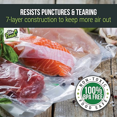 Miniatura 6 de Bolsas selladoras al vacío para alimentos (6 x 12 pulgadas, 100 unidades), bolsas de tamaño de pinta de 3.5 mil, congelador, almacenamiento de