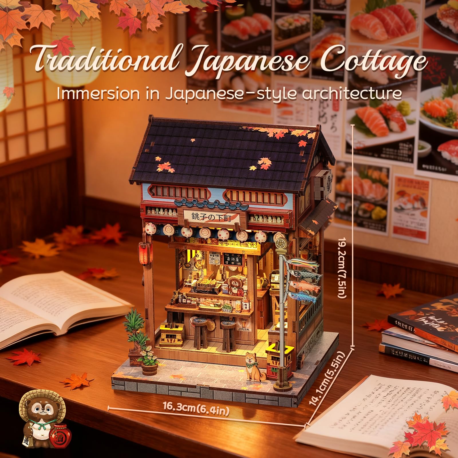 Cutefun Japanese Book Nook Kit - Kit Miniature per Libreria DIY per Adulti, Piccola Casa Puzzle 3D in Miniatura Regalo Artigianale per Donne, Ragazzi e Amanti della Lettura (Izaka-ya Kurosawa)