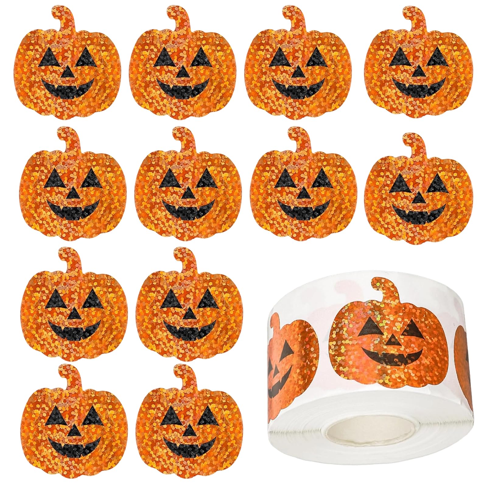 500Pcs Pumpkin Stickers, Halloween Stickers, Orange Sparkly Halloween Crafts