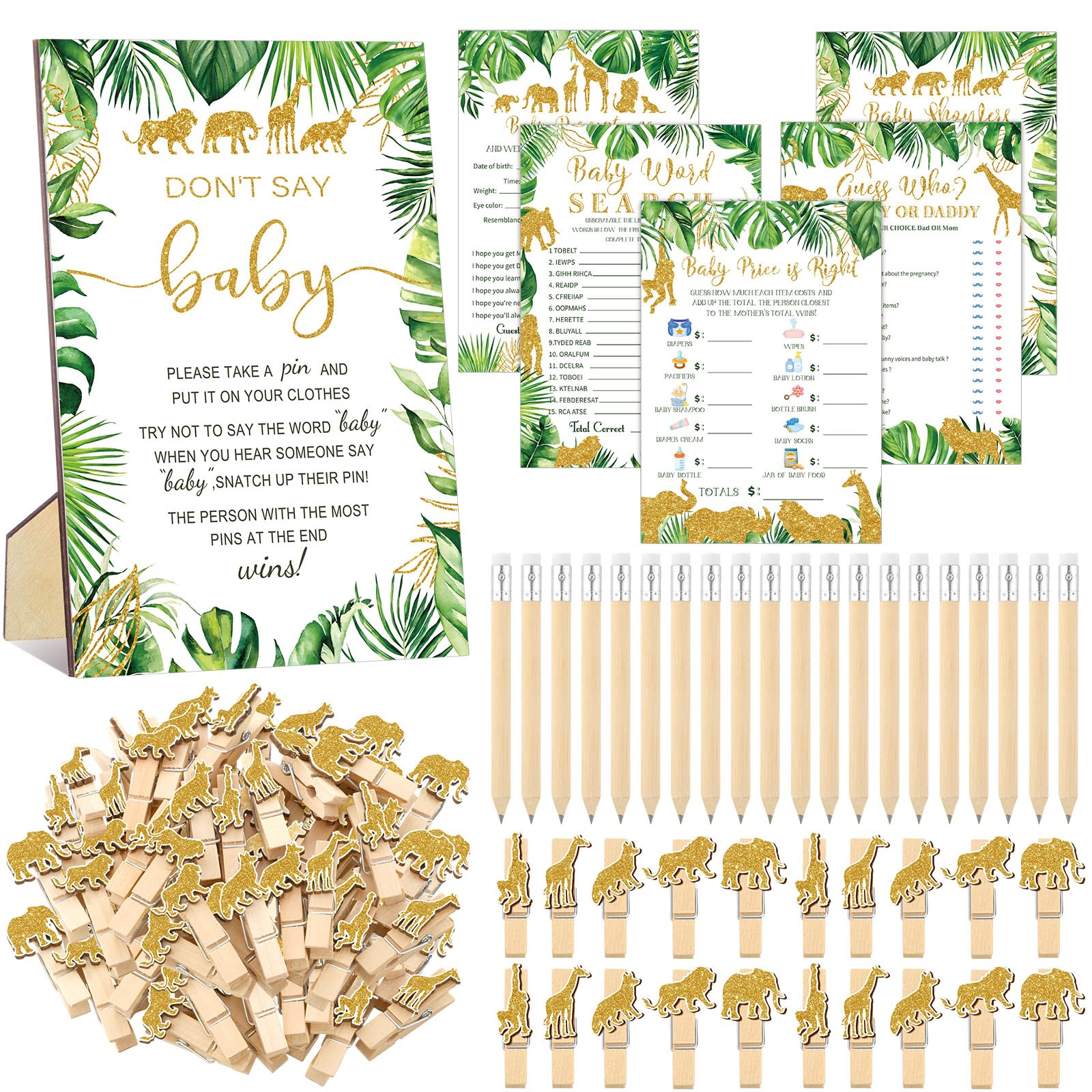 Patelai 321 Pcs Baby Shower Games Supplies, Golden Animal