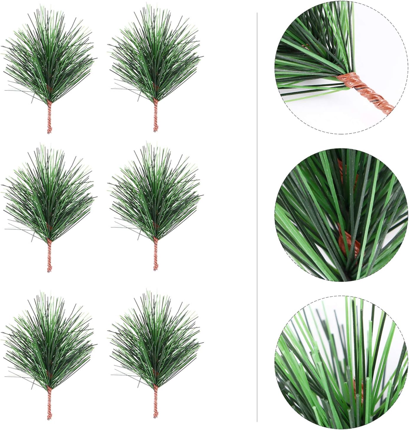 BESTOYARD 24Pcs Christmas Pine Needles Artificial Pine Branches Twigs Stems Picks Green Plants Needles for DIY Garland Wreath Christmas Embellishing Decoration 7X5CM