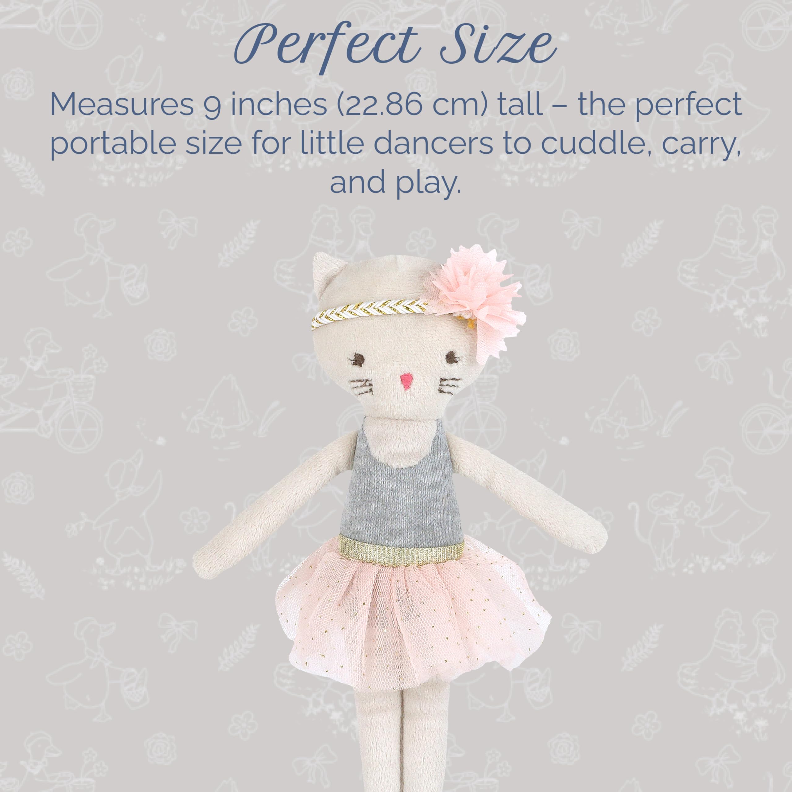 MON AMI Kacie The Kitty Ballerina Stoffpuppe, 22,9 cm, weiche Plüschtierpuppe, Verwendung als Spielzeug oder Raumdekoration, tolles Geschenk für Kinder jeden Alters