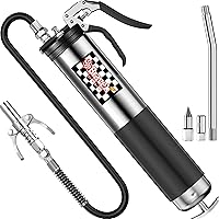 Vista 8 de Bravex - Pistola engrasadora profesional resistente con agarre de pistola, 6000 PSI - Manguera flexible de 457 mm