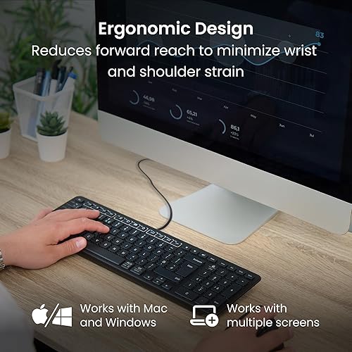 Miniatura 6 de Contour Design Teclado de equilibrio negro con cable: diseñado para RollerMouse y SliderMouse - Tamaño compacto, inclinación ajustable para soportar