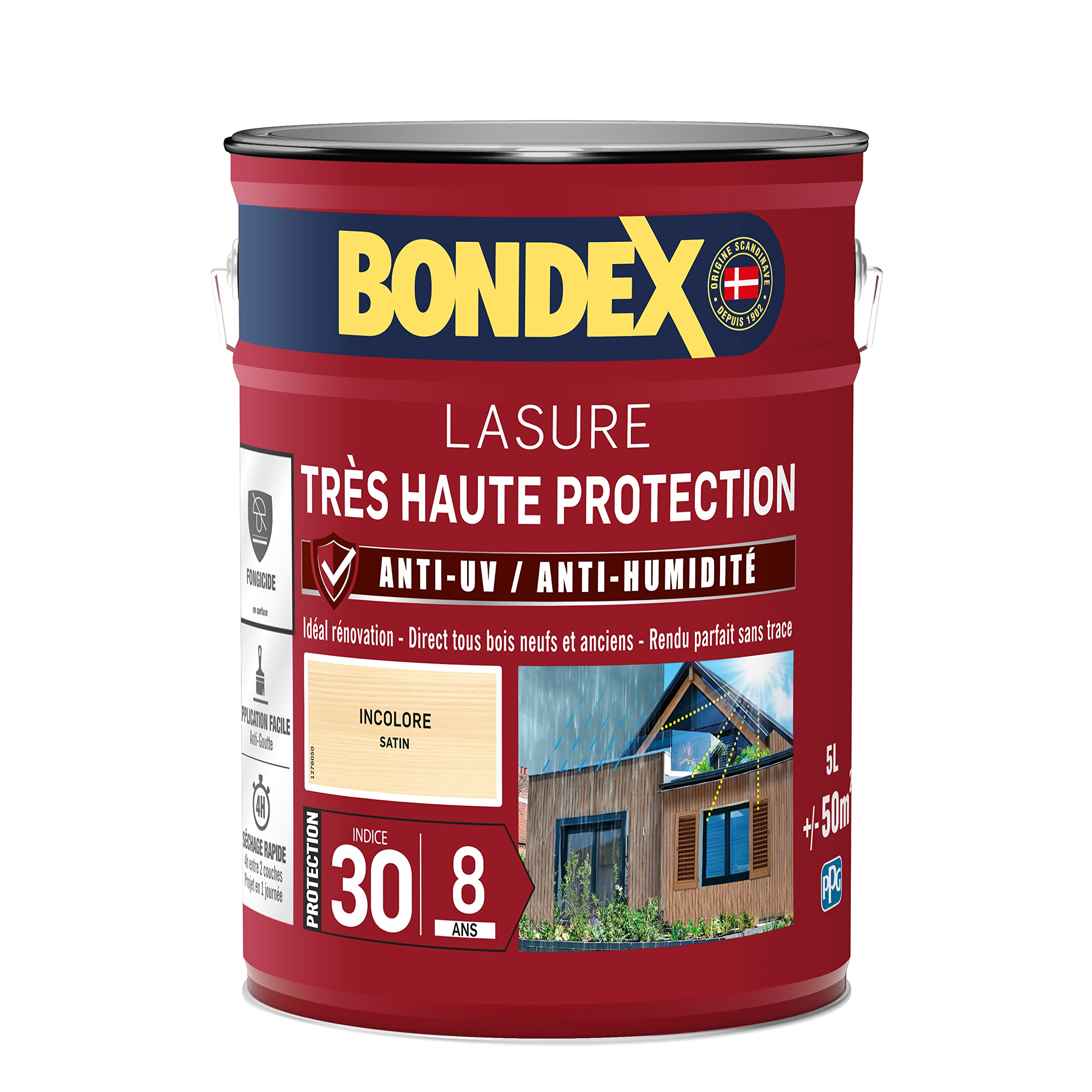 lasure pour bois trés haute protection 8 ans incolore 5L Bondex