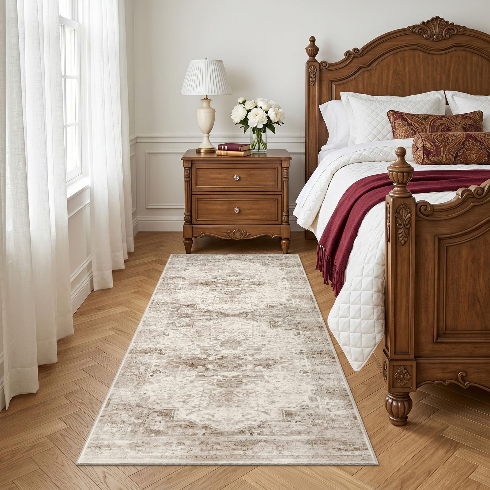 smiry Vintage Runner Rugs Living Room 80 x 150 cm Carpet Vintage Beige