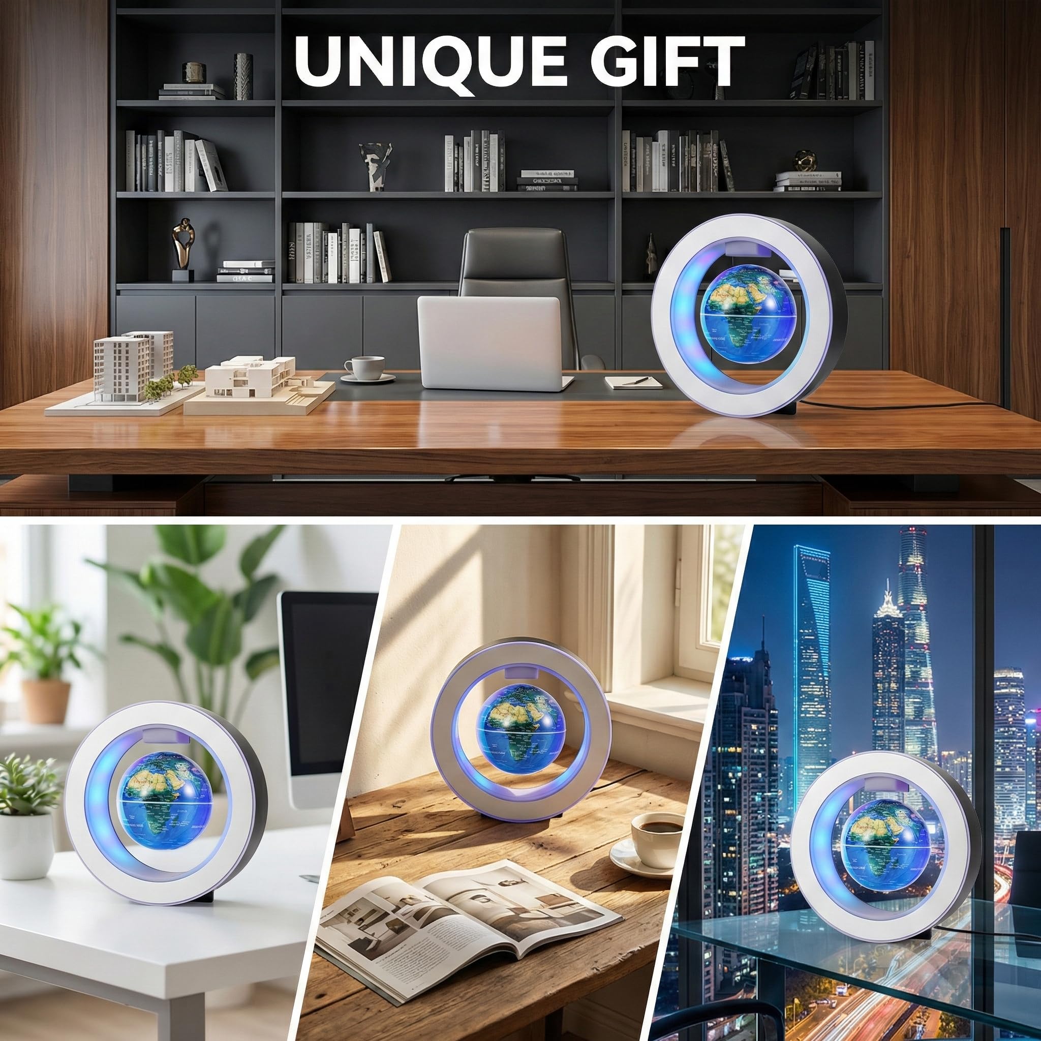 Globe Flottant à Lévitation Magnétique 4" avec Constellations LED, Rotatif pour Enfants, Décoration de Bureau et Cadeau Unique pour Hommes ou Cadeau Tech d’Anniversaire pour Garçons Adolescents