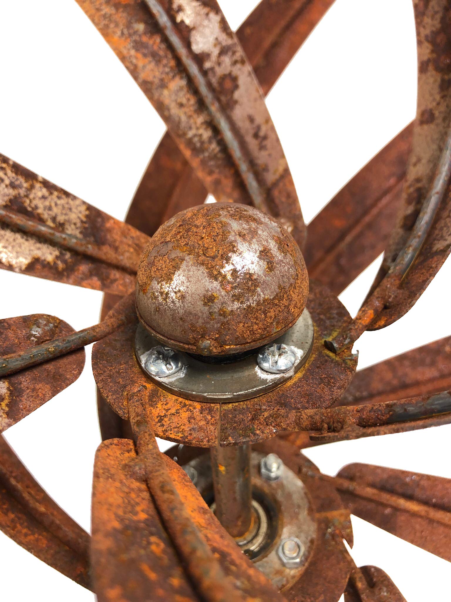 Metall Windrad 'Lotus' - massives Windspiel Windmühle für den Garten - wetterfest und standfest - mit besten Kugellagern - aus Vollmetall mit Edelrost-Patina – Höhe 221 cm